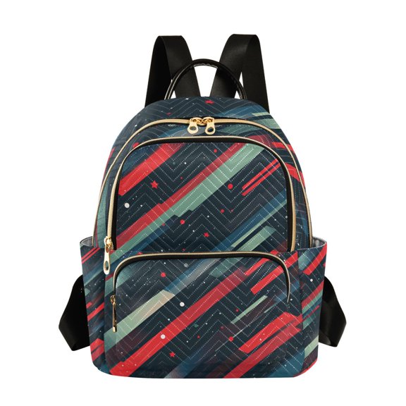 FORMRS Mini Backpack Purse for Women Quilted Travel Daypack Casual Shoulder Bag, Stars Abstract Lines