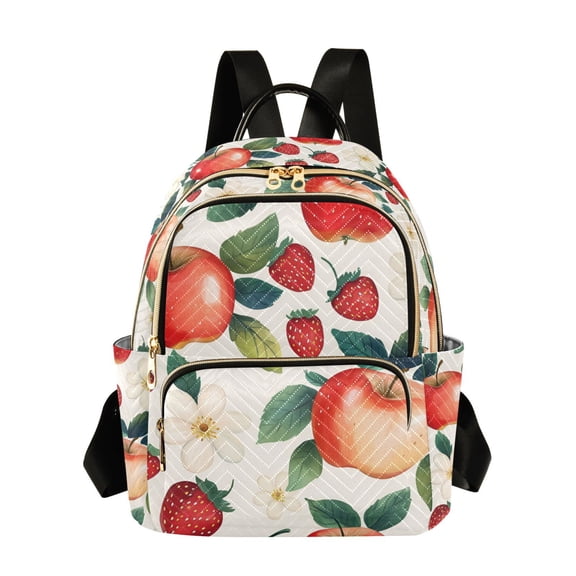 FORMRS Mini Backpack Purse for Women Quilted Travel Daypack Casual Shoulder Bag, Strawberry Pattern