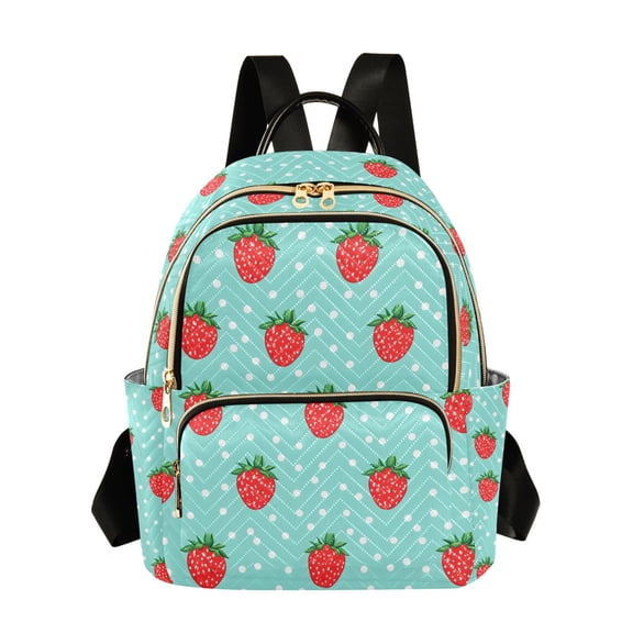 FORMRS Mini Backpack Purse for Women Quilted Travel Daypack Casual Shoulder Bag, Strawberry Pattern