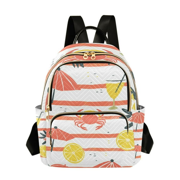 FORMRS Mini Backpack Purse for Women Travel Daypack Casual Shoulder Bag, Striped Crab