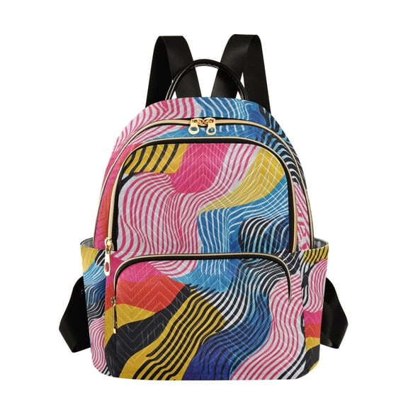 FORMRS Mini Backpack Purse for Women Travel Daypack Casual Shoulder Bag, Stripes Pattern