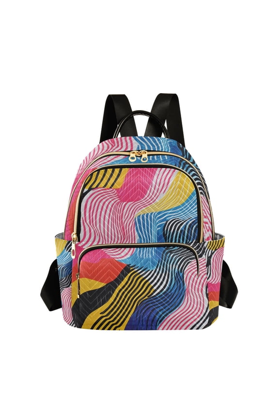Mini Backpack Purse for Women Travel Daypack Casual Shoulder Bag, Stripes Pattern