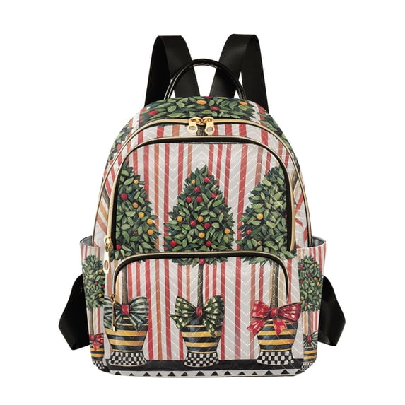 FORMRS Mini Backpack Purse for Women Quilted Travel Daypack Casual Shoulder Bag, Stripes Trees
