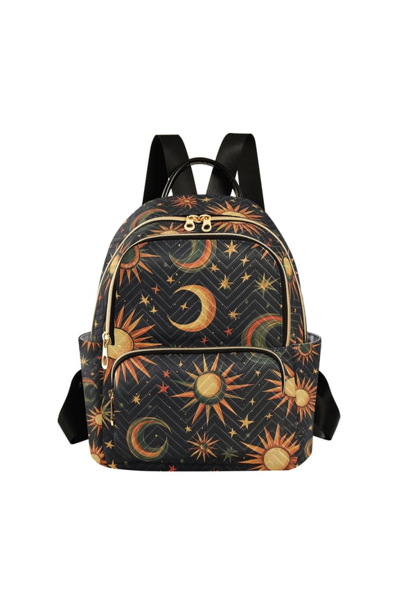 Mini Backpack Purse for Women Travel Daypack Casual Shoulder Bag, Sun Moon and Stars Pattern