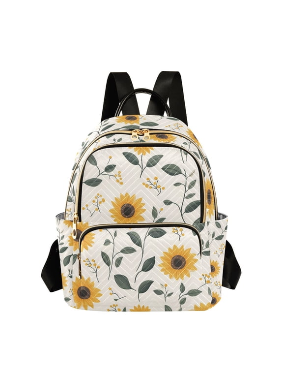 Mini Backpack Purse for Women Quilted Travel Daypack Casual Shoulder Bag, Sunflower Pattern