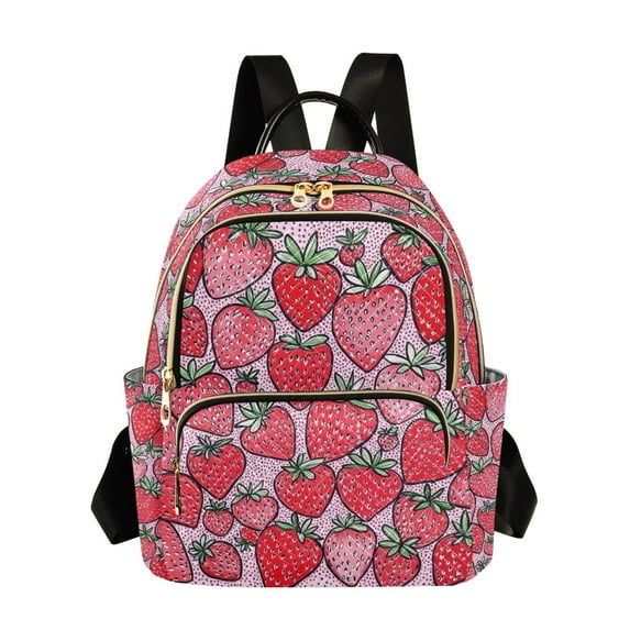 FORMRS Mini Backpack Purse for Women Travel Daypack Casual Shoulder Bag, Sweet Strawberry