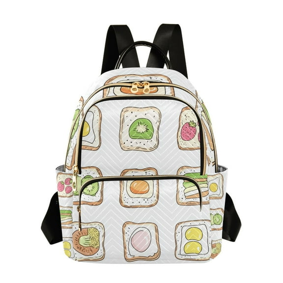 FORMRS Mini Backpack Purse for Women Travel Daypack Casual Shoulder Bag, Toasts Pattern