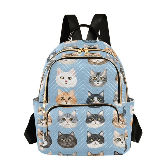 FORMRS Mini Backpack Purse for Women Quilted Travel Daypack Casual Shoulder Bag, Vibrant Cute Cat