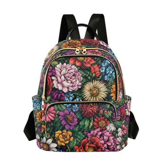 FORMRS Mini Backpack Purse for Women Travel Daypack Casual Shoulder Bag, Vibrant Flowers Pattern