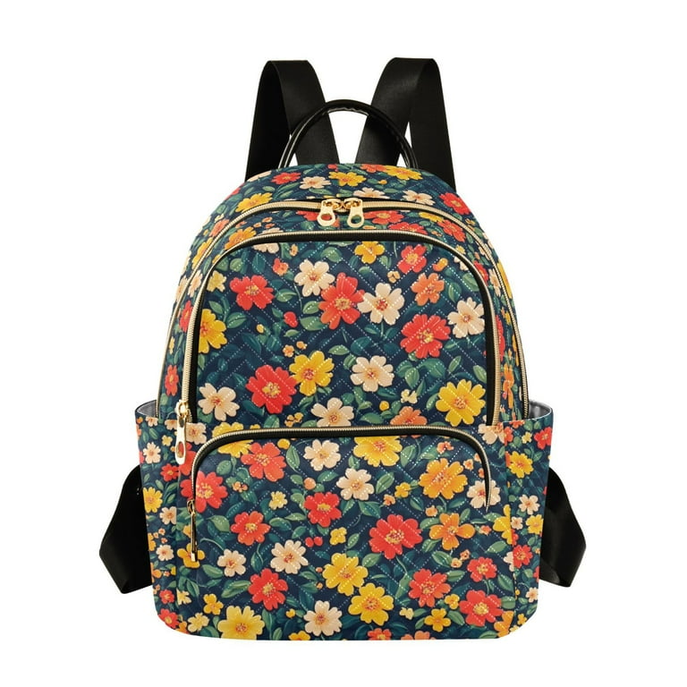 casual mini backpack FORMRS Mini Backpack Purse for Women Travel Daypack Casual Shoulder Bag,  Blue Floral Rabbit