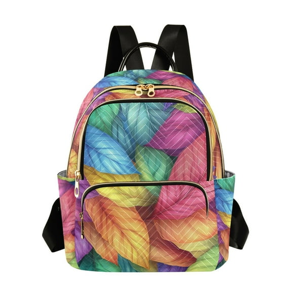 FORMRS Mini Backpack Purse for Women Travel Daypack Casual Shoulder Bag, Vibrant Leaves Pattern