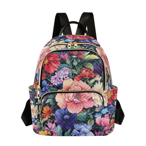 FORMRS Mini Backpack Purse for Women Travel Daypack Casual Shoulder Bag, Vibrant Pink Floral Pattern