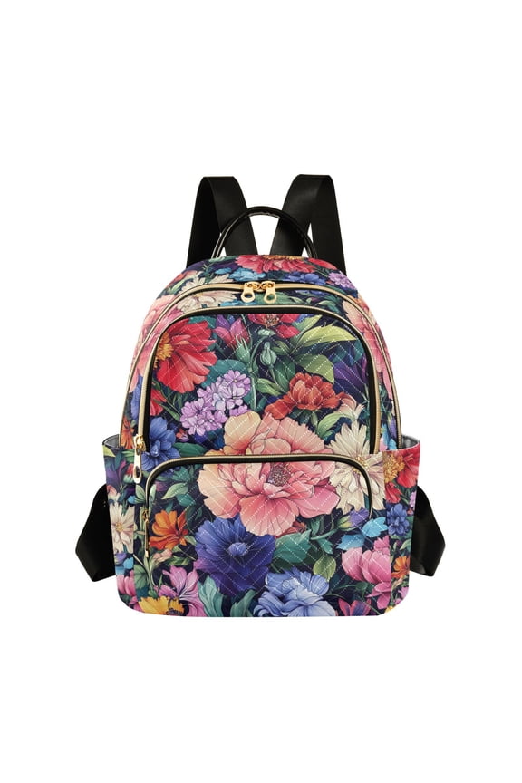 Mini Backpack Purse for Women Travel Daypack Casual Shoulder Bag, Vibrant Pink Floral Pattern