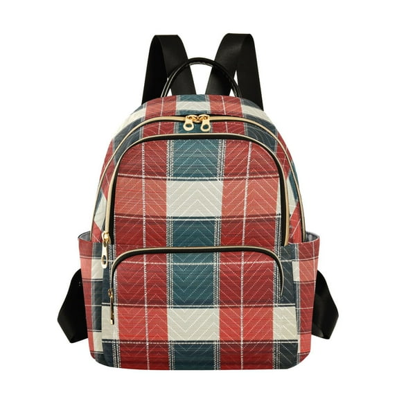 FORMRS Mini Backpack Purse for Women Quilted Travel Daypack Casual Shoulder Bag, Vibrant Red Tartan Pattern