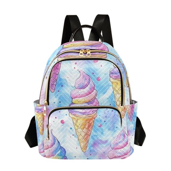 FORMRS Mini Backpack Purse for Women Quilted Travel Daypack Casual Shoulder Bag, Watercolor Ice Cream Pattern