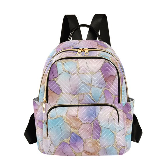 FORMRS Mini Backpack Purse for Women Quilted Travel Daypack Casual Shoulder Bag, Watercolor Marble Pattern
