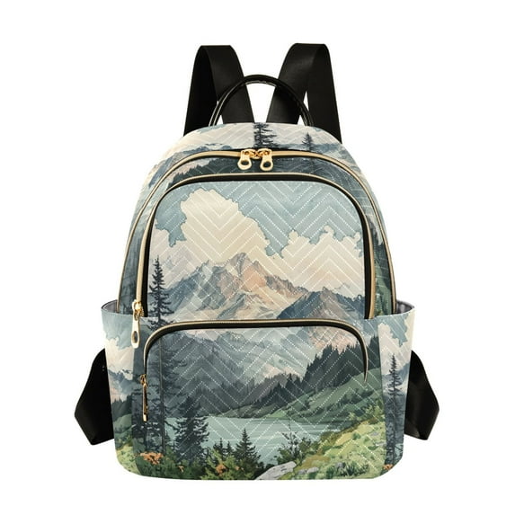 FORMRS Mini Backpack Purse for Women Quilted Travel Daypack Casual Shoulder Bag, Watercolor Mountatin