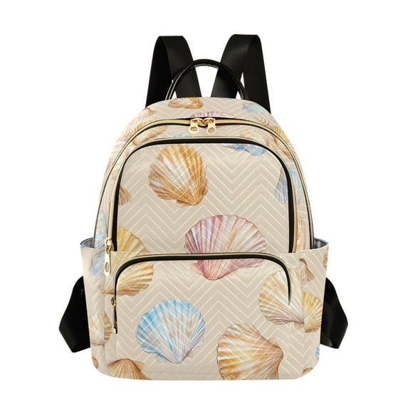 FORMRS Mini Backpack Purse for Women Travel Daypack Casual Shoulder Bag, Watercolor Seashell