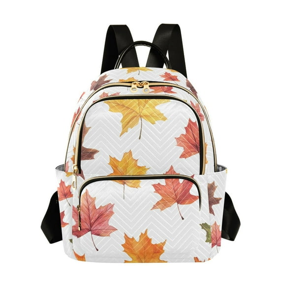 FORMRS Mini Backpack Purse for Women Travel Daypack Casual Shoulder Bag, White Autumn Leaves