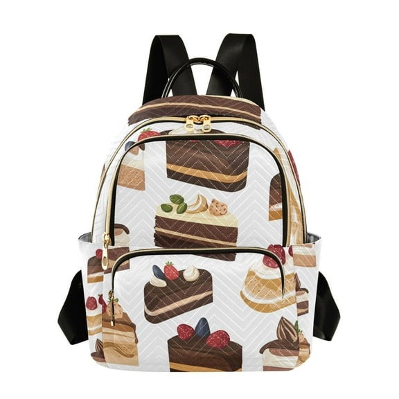 FORMRS Mini Backpack Purse for Women Travel Daypack Casual Shoulder Bag, White Cakes Pattern