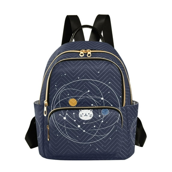 FORMRS Mini Backpack Purse for Women Travel Daypack Casual Shoulder Bag, White Cat Planet