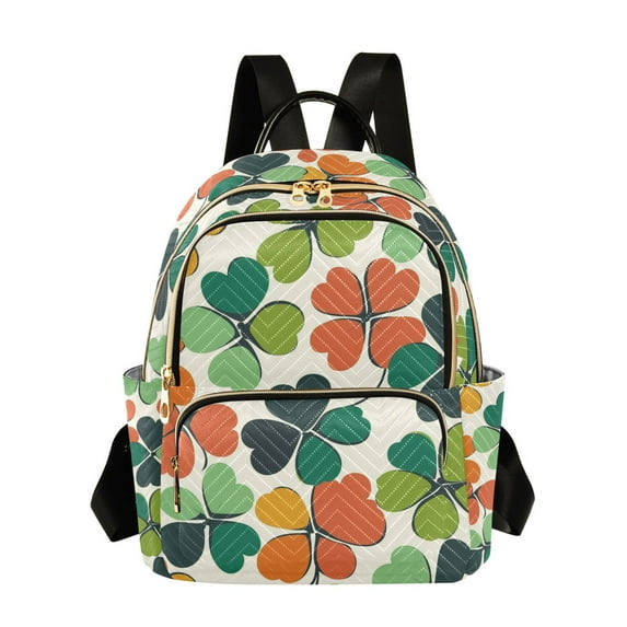 FORMRS Mini Backpack Purse for Women Travel Daypack Casual Shoulder Bag, White Clover Pattern