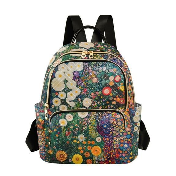 FORMRS Mini Backpack Purse for Women Travel Daypack Casual Shoulder Bag, White Floral Garden