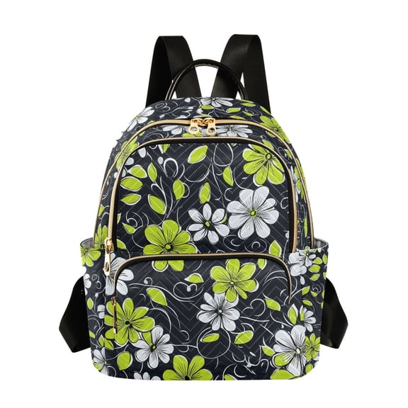 FORMRS Mini Backpack Purse for Women Quilted Travel Daypack Casual Shoulder Bag, White Flower Pattern