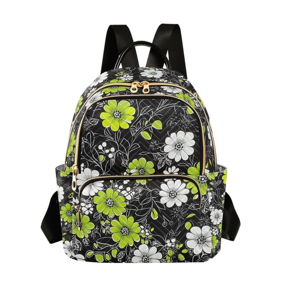 FORMRS Mini Backpack Purse for Women Quilted Travel Daypack Casual Shoulder Bag, White Flower Pattern