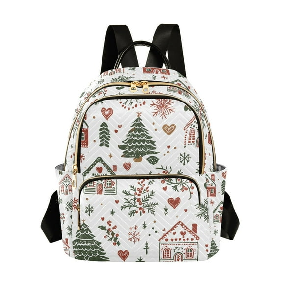 FORMRS Mini Backpack Purse for Women Travel Daypack Casual Shoulder Bag, White Nordic Christmas House