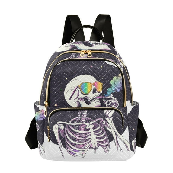 FORMRS Mini Backpack Purse for Women Travel Daypack Casual Shoulder Bag, White Skeleton