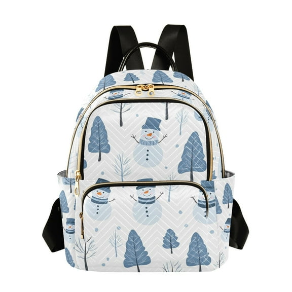 FORMRS Mini Backpack Purse for Women Travel Daypack Casual Shoulder Bag, White Snowman