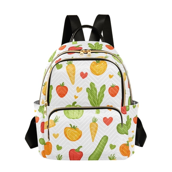 FORMRS Mini Backpack Purse for Women Travel Daypack Casual Shoulder Bag, White Vegetables Pattern