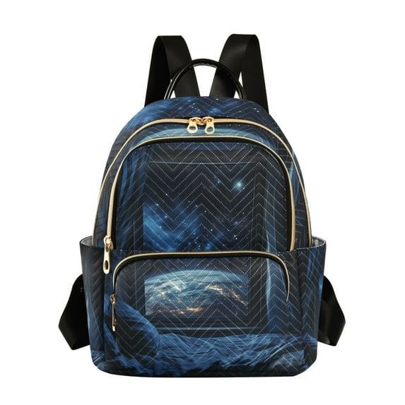 FORMRS Mini Backpack Purse for Women Quilted Travel Daypack Casual Shoulder Bag, Window Earth