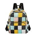 thumbnail image 1 of FORMRS Mini Backpack Purse for Women Travel Daypack Casual Shoulder Bag, Yellow Checkered Pattern, 1 of 7