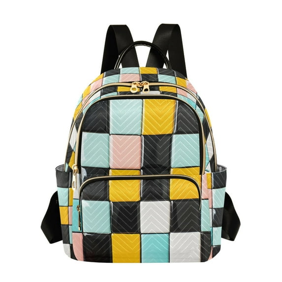 FORMRS Mini Backpack Purse for Women Travel Daypack Casual Shoulder Bag, Yellow Checkered Pattern