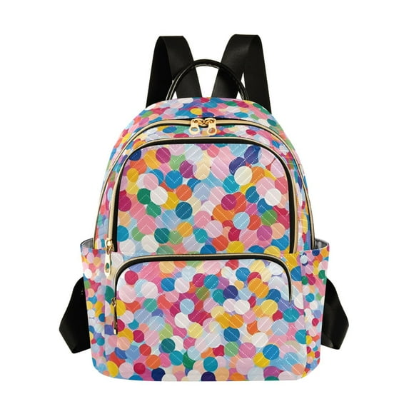 FORMRS Mini Backpack Purse for Women Travel Daypack Casual Shoulder Bag, Yellow Colorful Circles