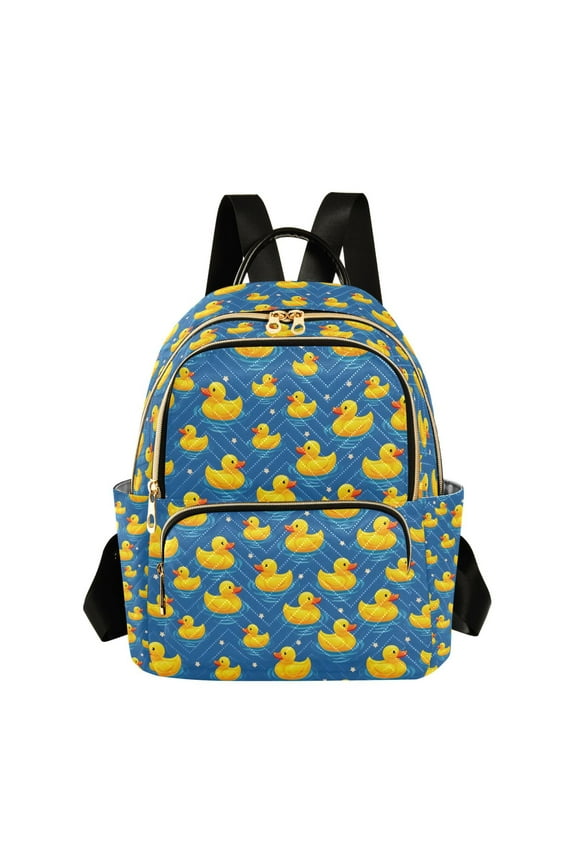Mini Backpack Purse for Women Travel Daypack Casual Shoulder Bag, Yellow Duck Pattern