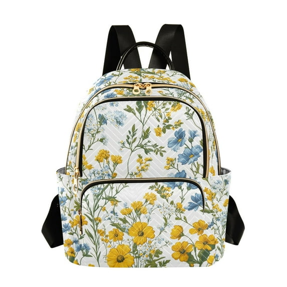 FORMRS Mini Backpack Purse for Women Travel Daypack Casual Shoulder Bag, Yellow Floral
