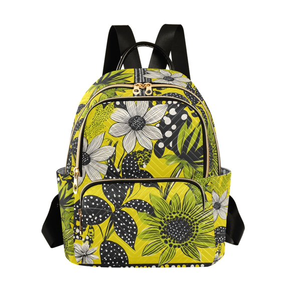 FORMRS Mini Backpack Purse for Women Quilted Travel Daypack Casual Shoulder Bag, Yellow Flowers