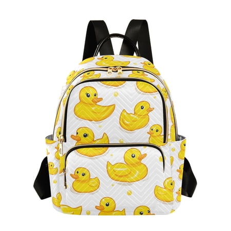 FORMRS Mini Backpack Purse for Women Quilted Travel Daypack Casual Shoulder Bag, Yellow Rubber Ducks