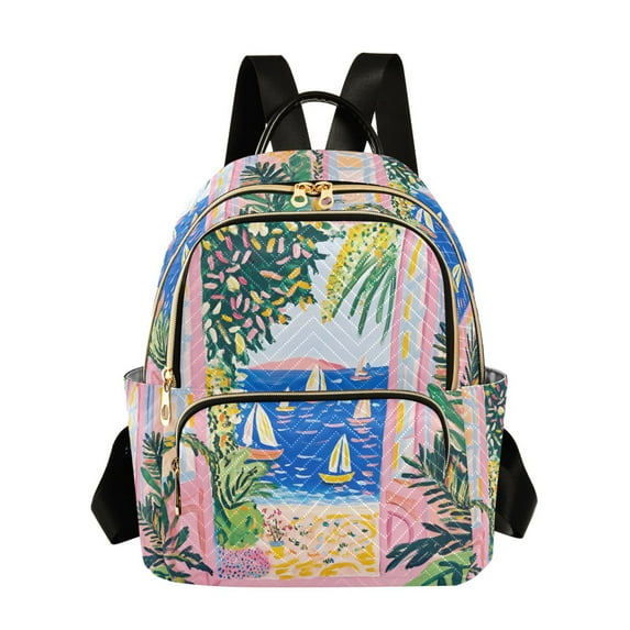 FORMRS Mini Backpack Purse for Women Travel Daypack Casual Shoulder Bag, Yellow Seaside