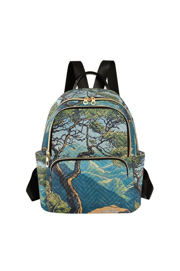 Mini Backpack Purse for Women Quilted Travel Daypack Casual Shoulder Bag, Yellow Tree