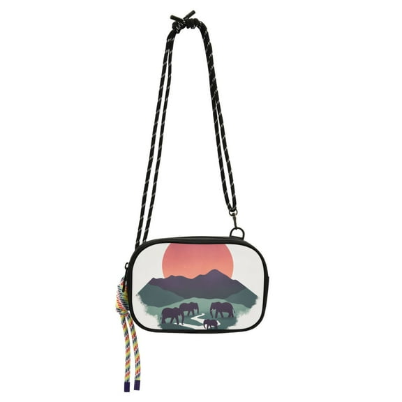 FORMRS Mini Crossbody Bag for Women Adjustable Rope Shoulder Casual Phone Purse, Abstract Elephant