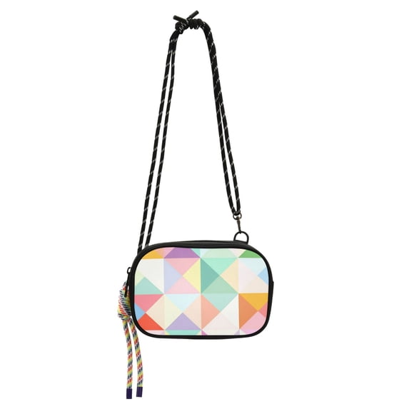 FORMRS Mini Crossbody Bag for Women Adjustable Shoulder Rope Travel Casual Phone Purse, Abstract Geometric