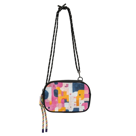 FORMRS Mini Crossbody Bag for Women Adjustable Shoulder Rope Travel Casual Phone Purse, Art Geometric