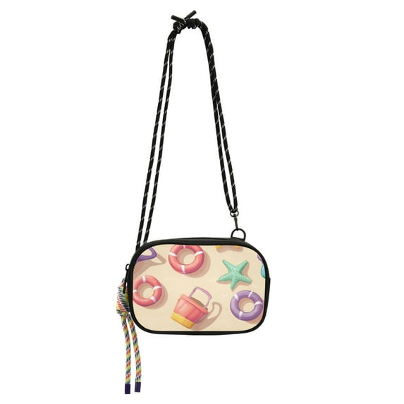 FORMRS Mini Crossbody Bag for Women Adjustable Rope Shoulder Casual Phone Purse, Beach Toys Pattern
