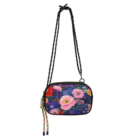 FORMRS Mini Crossbody Bag for Women Adjustable Rope Shoulder Casual Phone Purse, Beautiful Floral Pattern