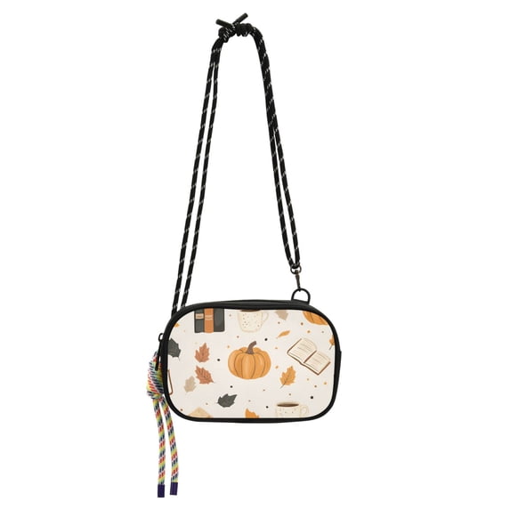 FORMRS Mini Crossbody Bag for Women Adjustable Shoulder Rope Travel Casual Phone Purse, Beige Fall Pumpkin