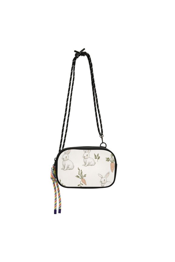 Mini Crossbody Bag for Women Adjustable Rope Shoulder Casual Phone Purse, Beige Rabbits and Carrots